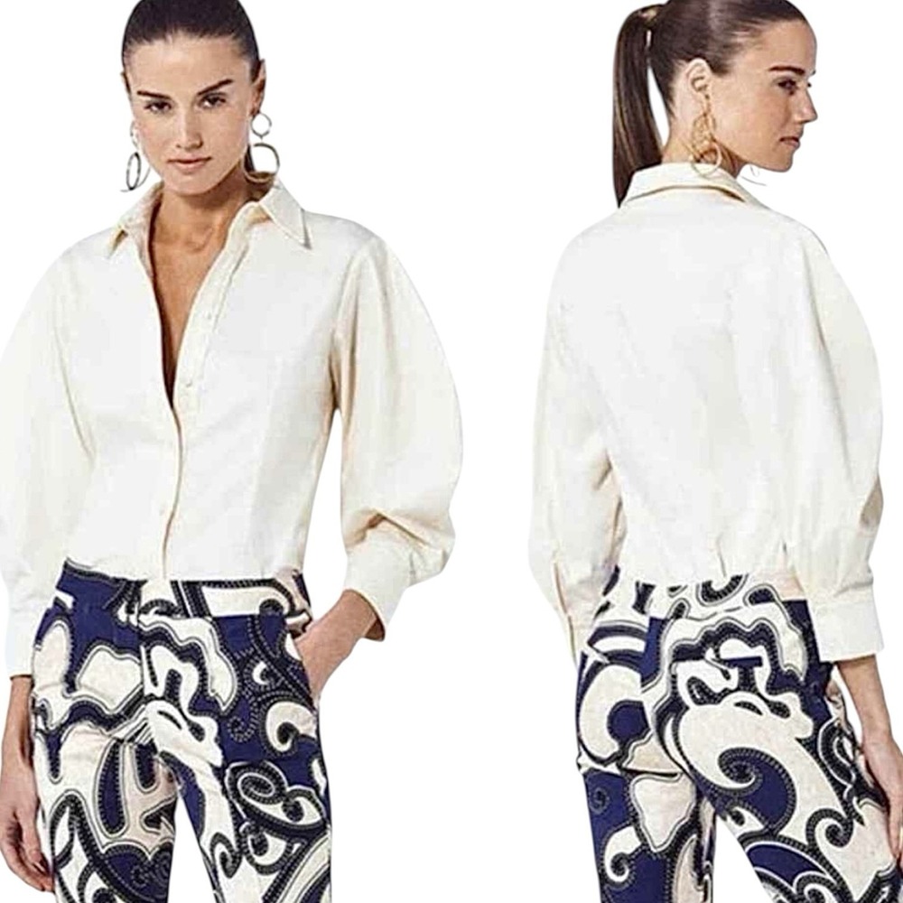 Alexis The Brooks Button Down Top Size Small Ivory Cotton Blend